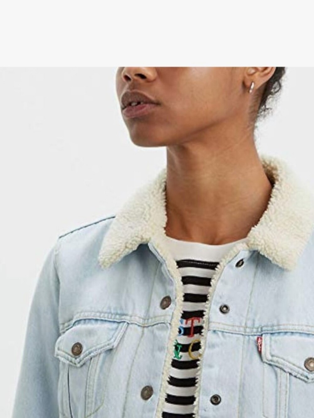 Levi's Light Blue Sherpa Denim Trucker Jacket - Picture 4 of 6